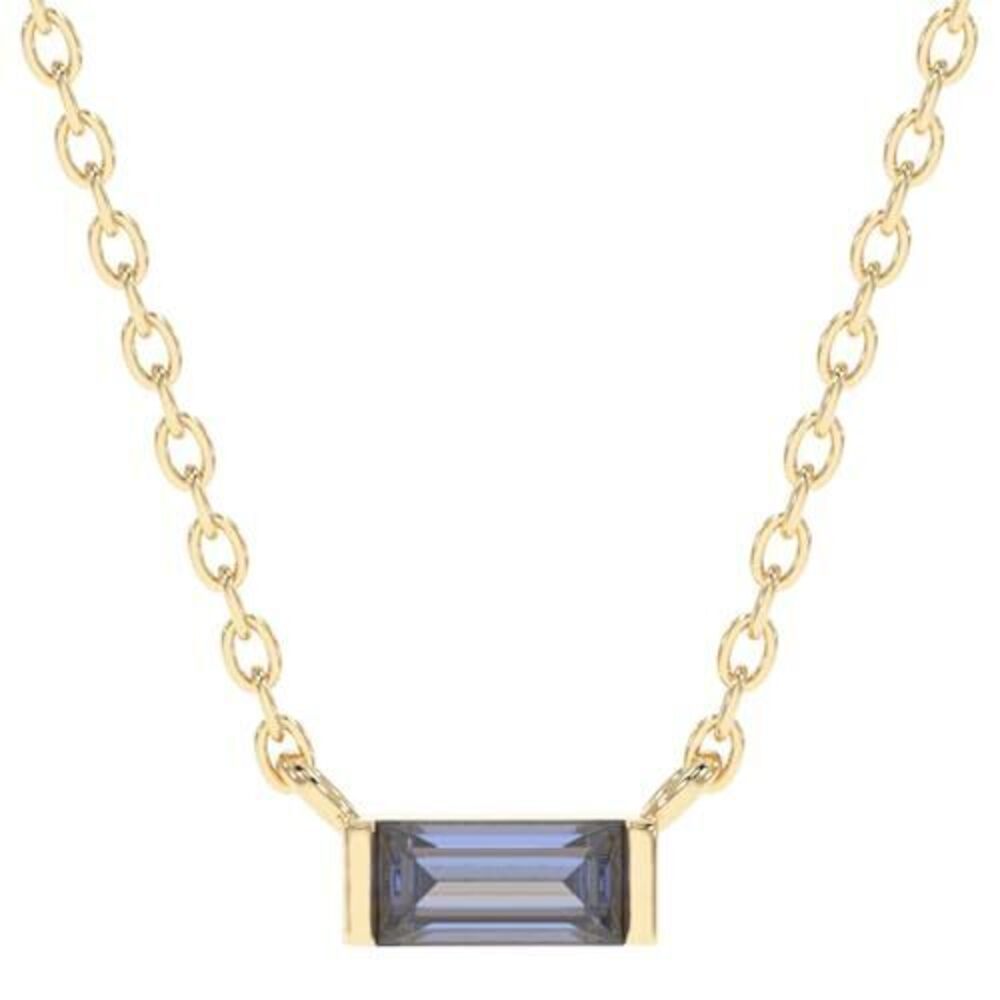 7702 Blue Sapphire Necklace , Premium Gold Minimalist Rectangle Necklaces